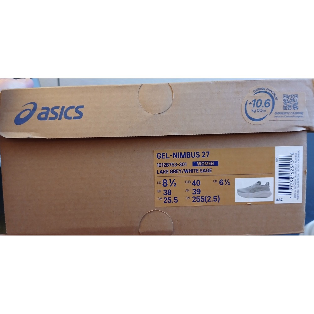 ASICS Gel-Nimbus 27 Womens Running Shoes Lake Grey Sage 1012B753-301 Size 8.5 - Picture 9 of 10